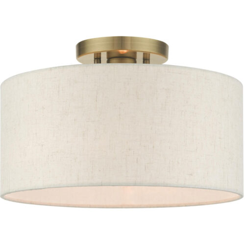 49809-01 1 Light Antique Brass Semi Flush-Lighting LumensSemi Flush