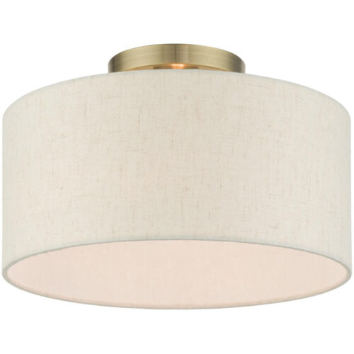 49809-01 1 Light Antique Brass Semi Flush-Lighting LumensSemi Flush