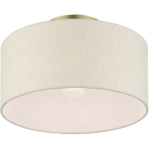 49809-01 1 Light Antique Brass Semi Flush-Lighting LumensSemi Flush