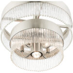 5 Light Brushed Nickel Chandelier with Brushed Nickel Drum with Clear Crystal Rods Shade-Lighting LumensChandeliers