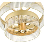 6 Light Soft Gold Chandelier with Soft Gold Drum with Clear Crystal Rods Shade-Lighting LumensChandeliers