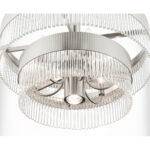 6 Light Brushed Nickel Chandelier with Brushed Nickel Drum with Clear Crystal Rods Shade-Lighting LumensChandeliers