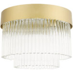 4 Light Soft Gold Flush Mount with Soft Gold Drum with Clear Crystal Rods Shade-Lighting LumensBath/Flush Mounts