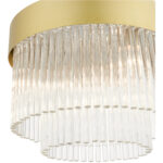 4 Light Soft Gold Flush Mount with Soft Gold Drum with Clear Crystal Rods Shade-Lighting LumensBath/Flush Mounts