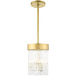 3 Light Soft Gold Chandelier with Soft Gold Drum with Clear Crystal Rods Shade-Lighting LumensChandeliers