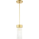 1 Light Soft Gold Chandelier with Soft Gold Drum with Clear Crystal Rods Shade-Lighting LumensChandeliers