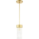 1 Light Soft Gold Chandelier with Soft Gold Drum with Clear Crystal Rods Shade-Lighting LumensChandeliers