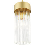 1 Light Soft Gold Chandelier with Soft Gold Drum with Clear Crystal Rods Shade-Lighting LumensChandeliers