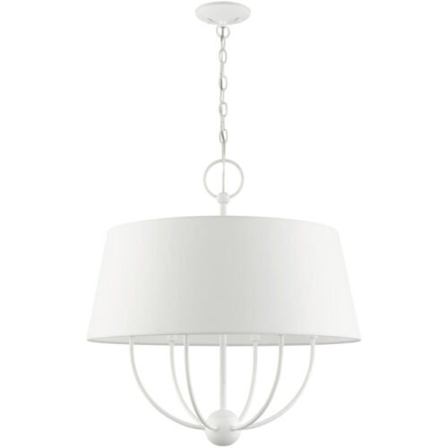 49846-03 6 Light White Pendant Chandelier-Lighting LumensChandeliers