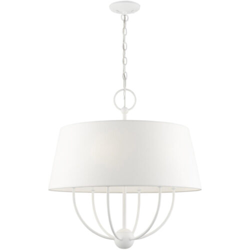 49846-03 6 Light White Pendant Chandelier-Lighting LumensChandeliers