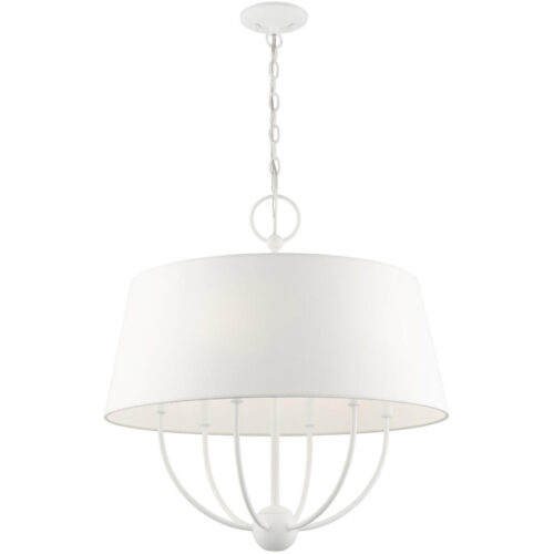 49846-03 6 Light White Pendant Chandelier-Lighting LumensChandeliers