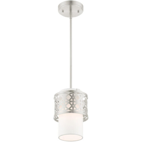 49861-91 1 Light Brushed Nickel Single Pendant-Lighting LumensPendant Lights