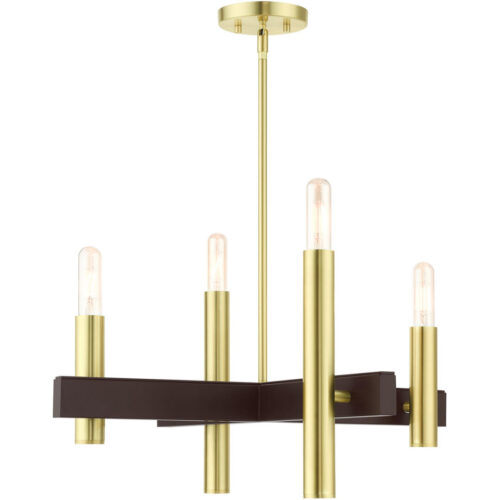 49994-12 4 Light Satin Brass Chandelier-Lighting LumensChandeliers