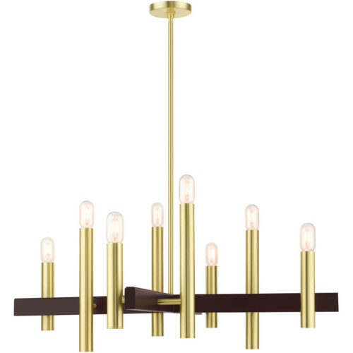 49998-12 8 Light Satin Brass Chandelier-Lighting LumensChandeliers