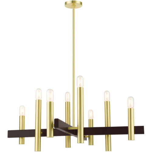 49998-12 8 Light Satin Brass Chandelier-Lighting LumensChandeliers