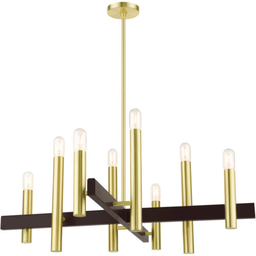 49998-12 8 Light Satin Brass Chandelier-Lighting LumensChandeliers