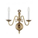 12.75 inch 2 Light Antique Brass Wall Sconce with Steel base material-Lighting LumensWall Sconces