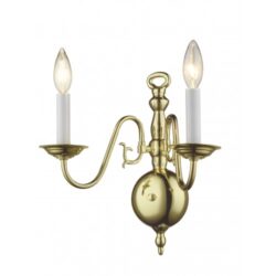 12.75 inch 2 Light Polished Brass Wall Sconce with Steel base material-Lighting LumensWall Sconces