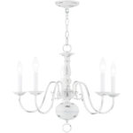 5 Light Antique White Chandelier with Steel base material-Lighting LumensChandeliers