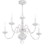 5 Light Antique White Chandelier with Steel base material-Lighting LumensChandeliers