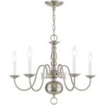 5 Light Brushed Nickel Chandelier with Steel base material-Lighting LumensChandeliers