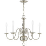 5 Light Brushed Nickel Chandelier with Steel base material-Lighting LumensChandeliers