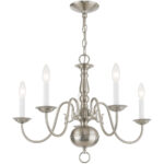 5 Light Brushed Nickel Chandelier with Steel base material-Lighting LumensChandeliers