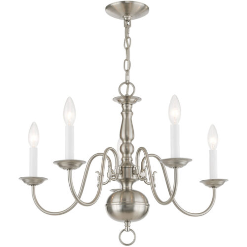 5 Light Brushed Nickel Chandelier with Steel base material-Lighting LumensChandeliers