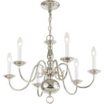 6 Light Polished Nickel Chandelier with Steel base material-Lighting LumensChandeliers