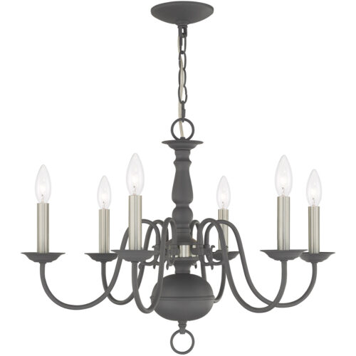 6 Light Scandinavian Gray Chandelier with Steel base material-Lighting LumensChandeliers