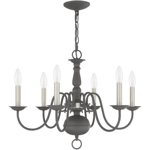 6 Light Scandinavian Gray Chandelier with Steel base material-Lighting LumensChandeliers