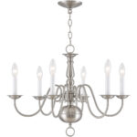 6 Light Brushed Nickel Chandelier with Steel base material-Lighting LumensChandeliers