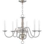 6 Light Brushed Nickel Chandelier with Steel base material-Lighting LumensChandeliers