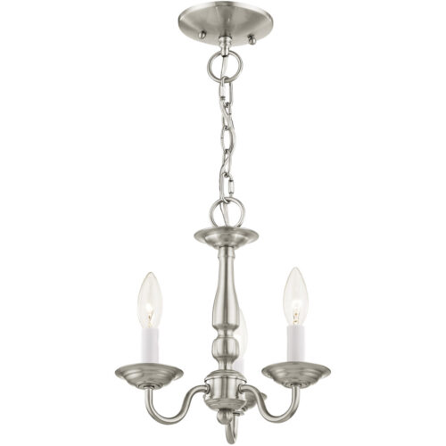 3 Light Brushed Nickel Chain Hang/Ceiling Light fixture with Steel base material-Lighting LumensFlush Mount Ceiling Lights