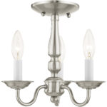 3 Light Brushed Nickel Chain Hang/Ceiling Light fixture with Steel base material-Lighting LumensFlush Mount Ceiling Lights