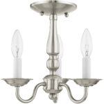 3 Light Brushed Nickel Chain Hang/Ceiling Light fixture with Steel base material-Lighting LumensFlush Mount Ceiling Lights