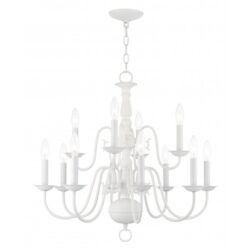 12 Light White Chandelier with Steel base material-Lighting LumensChandeliers