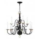 12 Light Black Chandelier with Steel base material-Lighting LumensChandeliers