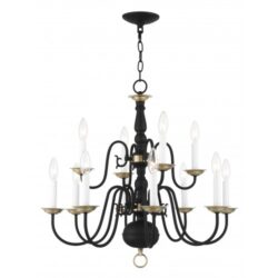 12 Light Black Chandelier with Steel base material-Lighting LumensChandeliers