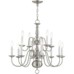 12 Light Brushed Nickel Chandelier with Steel base material-Lighting LumensChandeliers