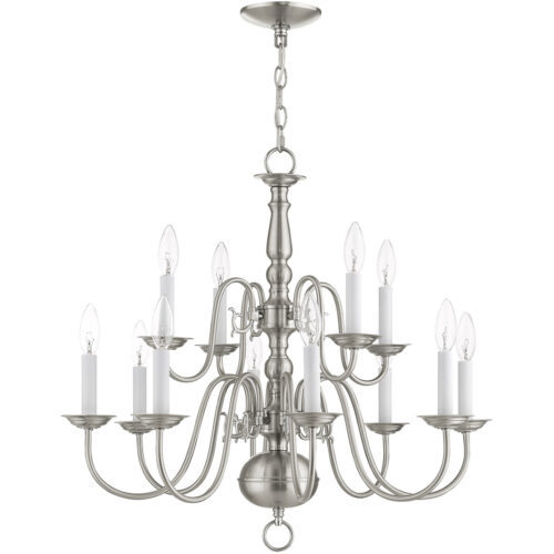 12 Light Brushed Nickel Chandelier with Steel base material-Lighting LumensChandeliers