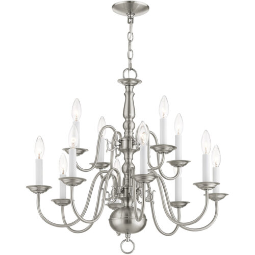 12 Light Brushed Nickel Chandelier with Steel base material-Lighting LumensChandeliers