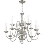 12 Light Brushed Nickel Chandelier with Steel base material-Lighting LumensChandeliers