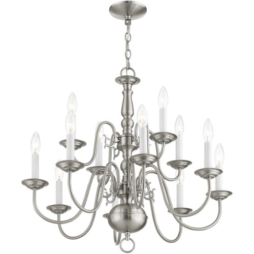 12 Light Brushed Nickel Chandelier with Steel base material-Lighting LumensChandeliers