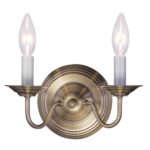 10 inch 2 Light Antique Brass Wall Sconce with Steel base material-Lighting LumensWall Sconces