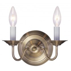 10 inch 2 Light Antique Brass Wall Sconce with Steel base material-Lighting LumensWall Sconces