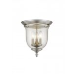 3 Light Brushed Nickel Ceiling Light fixture with Hand Blown Clear Glass Shade-Lighting LumensFlush Mount Ceiling Lights