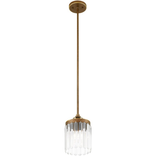 1 Light Palacial Bronze Mini Pendant with Clear Crystals Shade-Lighting LumensPendant Lights