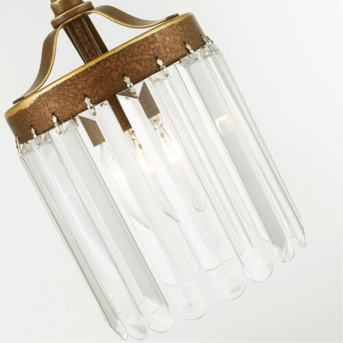 1 Light Palacial Bronze Mini Pendant with Clear Crystals Shade-Lighting LumensPendant Lights