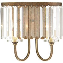 12.5 inch 2 Light Palacial Bronze Wall Sconce with Clear Crystals Shade-Lighting LumensWall Sconces